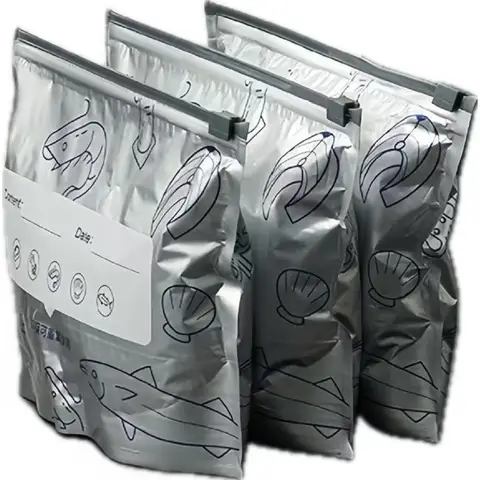 알루미늄 호일 식품 가방 재사용 가능한 누출 방지 냉동고 스탠드 업 가방 신선 유지 냉동고 안전 주방 신선한 가방