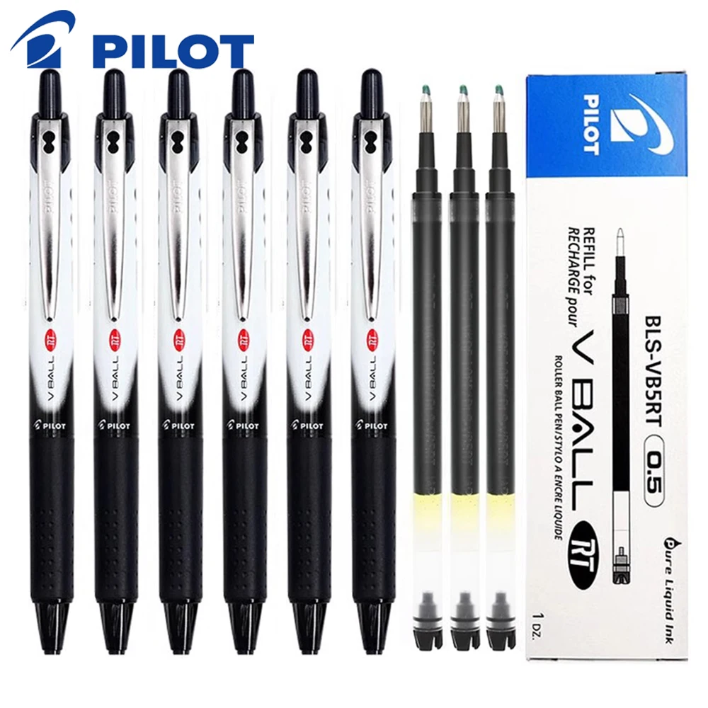 

1 + 5 стержней, японская гелевая ручка Pilot BLRT-VB5, ручка для подписи с пулевидной головкой, 0,5 мм, прямая жидкая шариковая ручка VBALL, офисные аксессуары