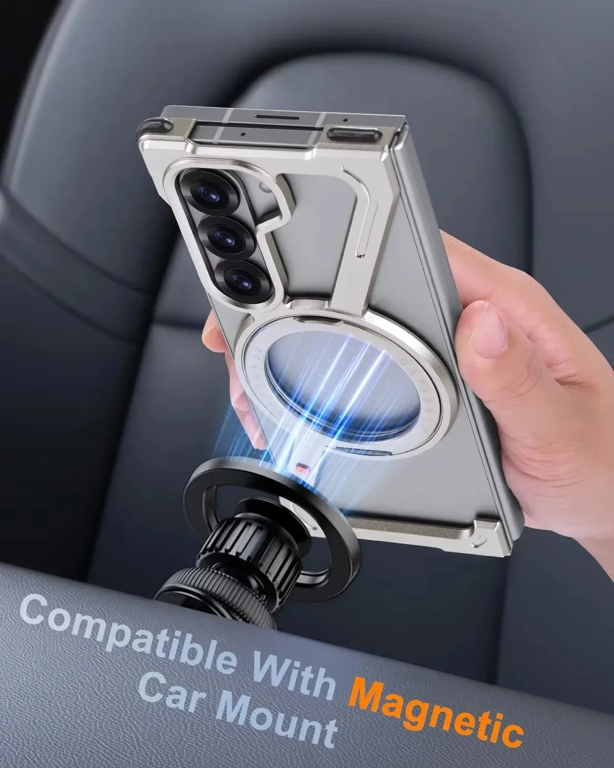 Bezramkowe etui na telefon Oatsbasf do Galaxy Z Fold 7 6 5 z 360 ° Obrotowy stojak Magnetyczny metalowy aluminiowy, odporny na wstrząsy pokrowiec na telefon — zdjęcie produktu 5