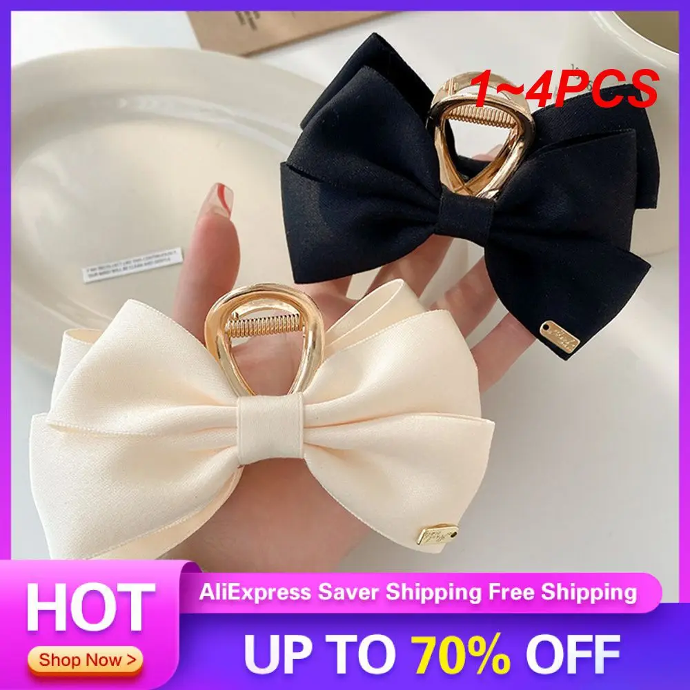 1~4PCS Shark Clip Unique Design Chic Bow Hairpin Bow Grip Clip Ladies Hair Clip Best Selling Metal Hairpin Durable Fashionable