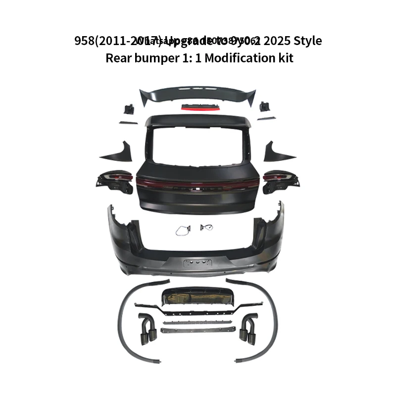 

958 Upgrade 9y0.2 2025 Rear Bumper Red Rear Light Upgrade Kit 1:1 Rear Spoiler for 2011-2017