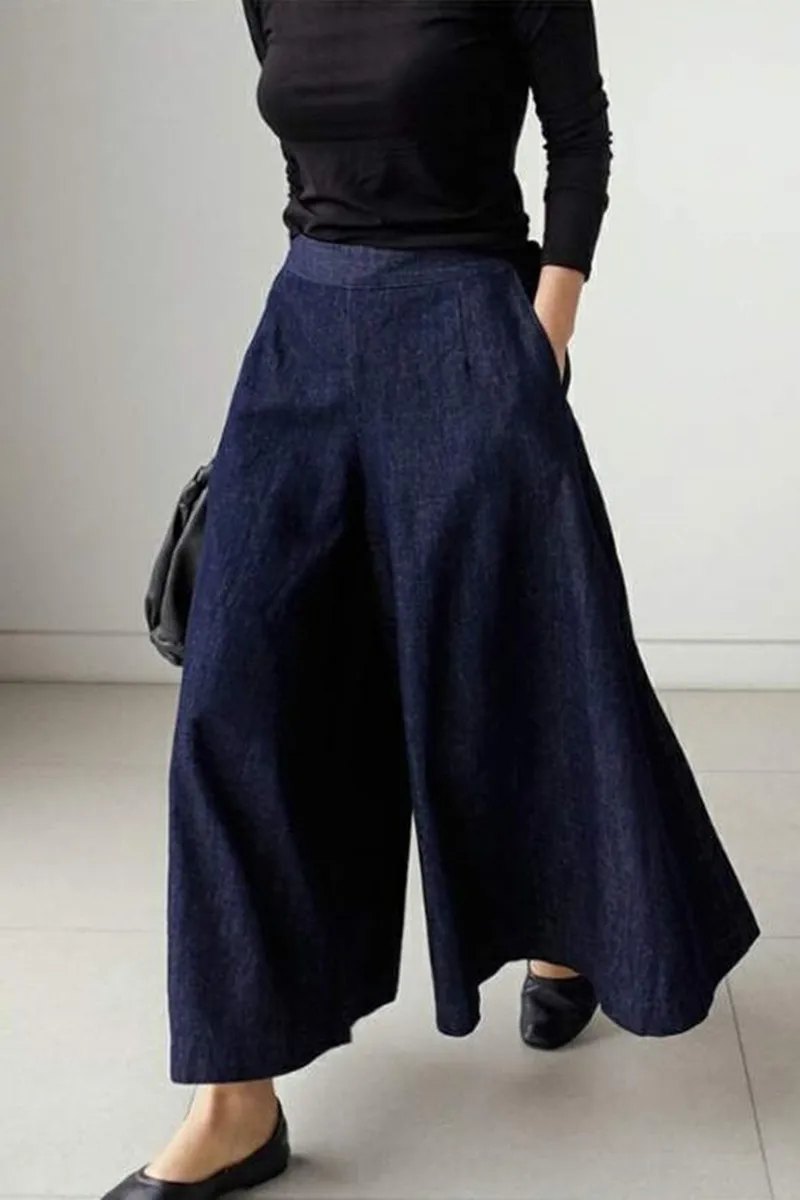 

High Waist Wide Leg Jeans Women's Faionable Loose Fit Denim Skirt Korean Sle Commute Wind Spring Autumn Seasonal Apparel