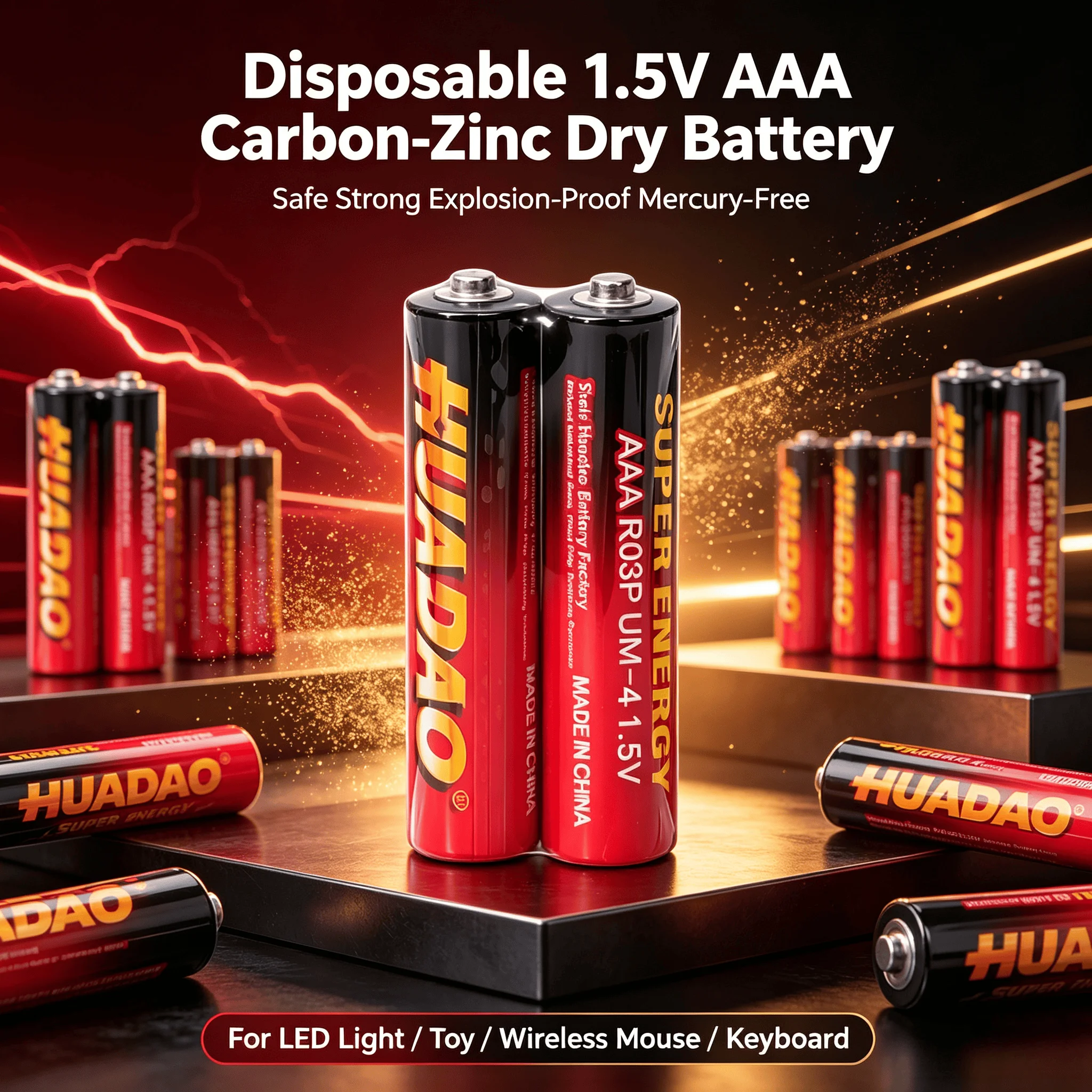 1.5V AAA Carbon‑Zinc Disposable Dry Battery Explosion‑Proof Mercury‑Free For LED Light Toy Wireless Mouse Keyboard
