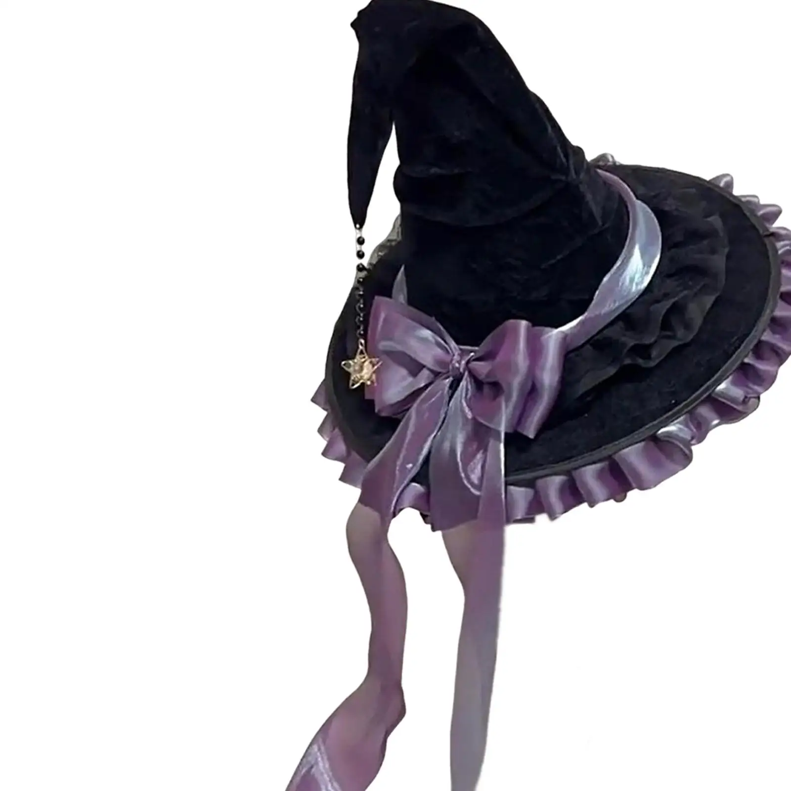 Halloween Witch Hat for Women Witch Outfit Accessories Headgear Pointy Witches Cap for Masquerade