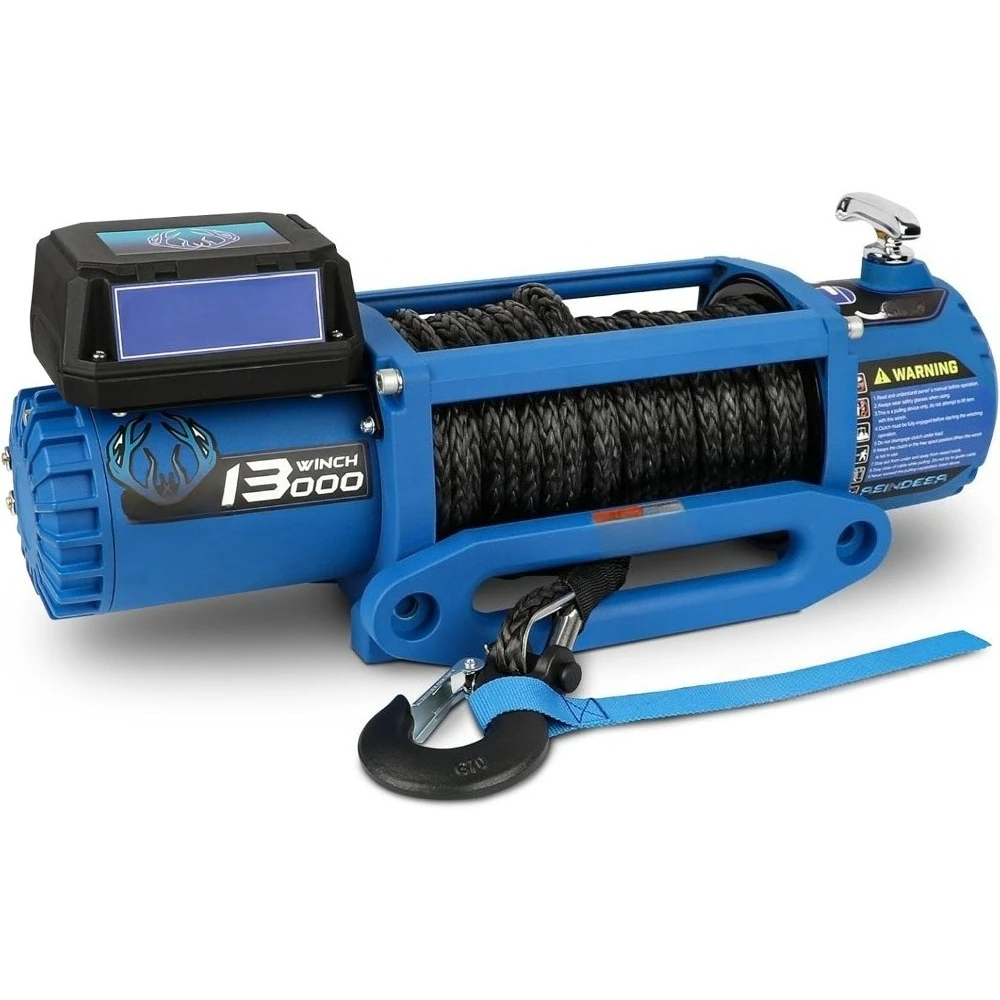 12V Electric Winch 13000lb Load Capacity Multi-Purpose Winch Heavy Duty with Synthetic Rope Hawse Fairlead Waterproof