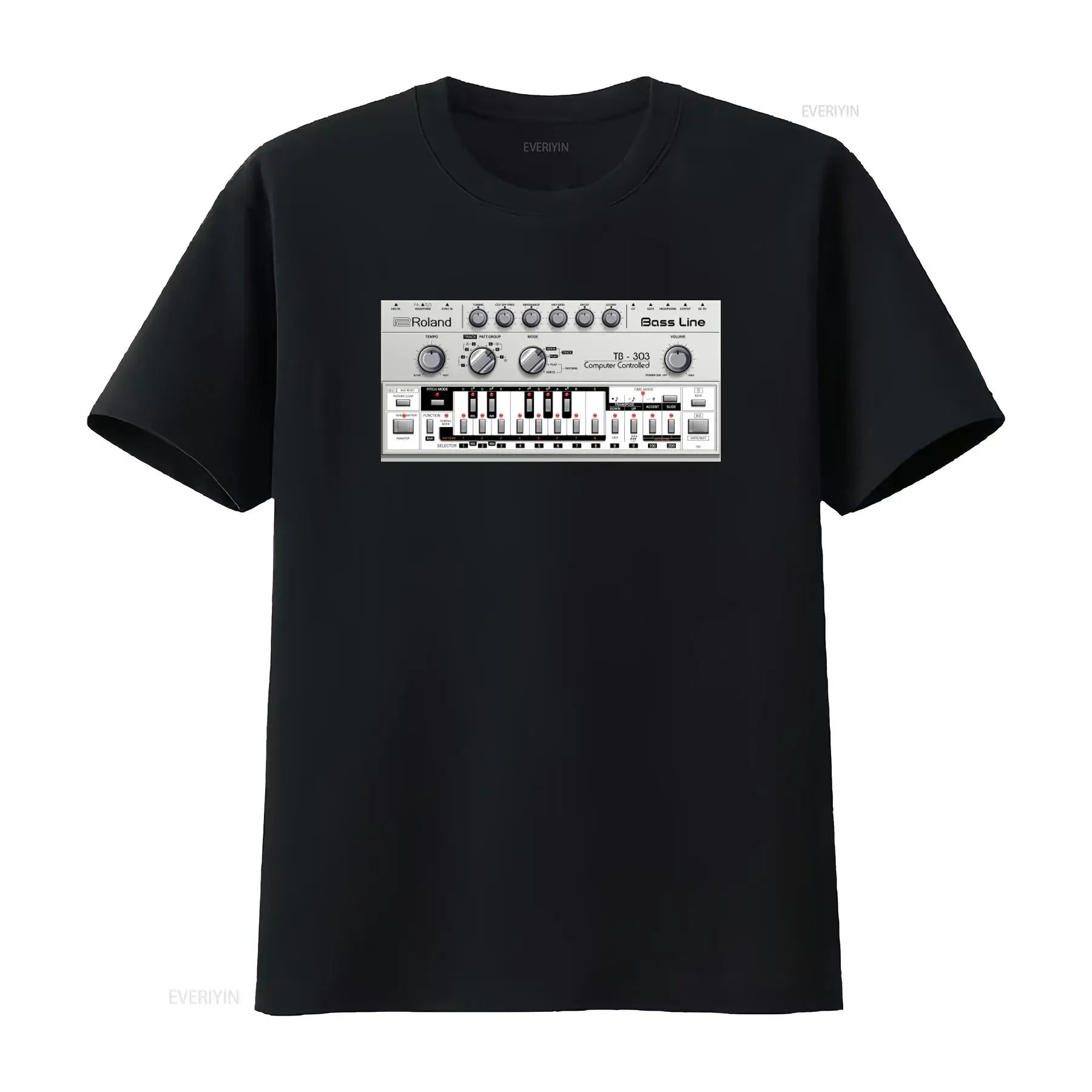 Roland Bass Line TB 303 Computer Controlled Music Design T Shirt for Club Trance Lovers vintage Washed homme fashion