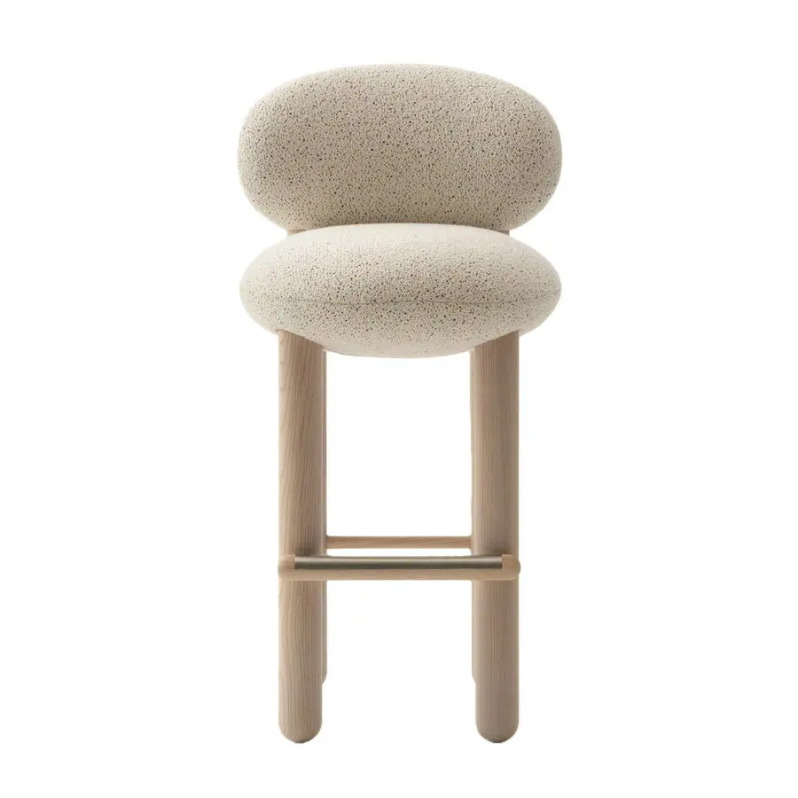 

#Modern Elegance Ash Wood Durable Eco-Friendly Fabric Upholstered Bar StoolHome Bar Mall Counter Stool for Hotel Commercial Use