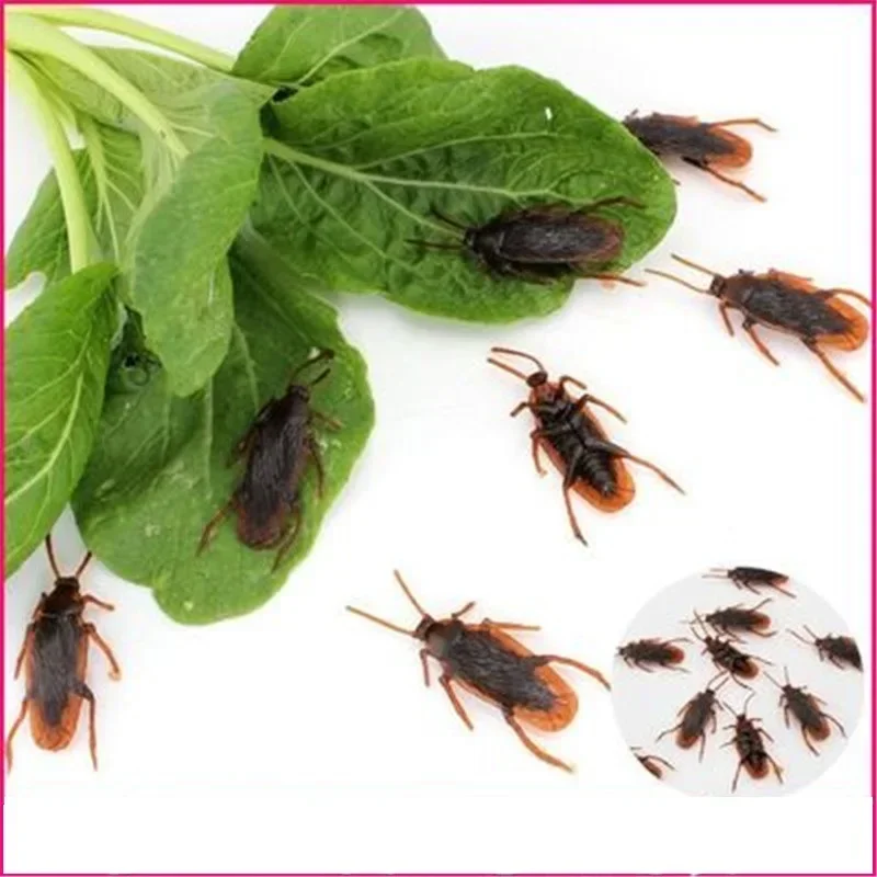 

10pcs Realistic Lifelike Rubber Cockroach Prank Toys for Kids Childrens- Fun Simulation Bugs for Party Gags and Jokes