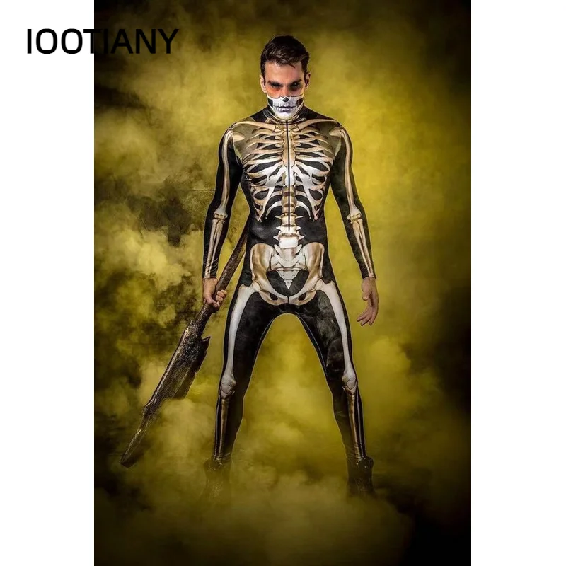

CosplayIOOITNANY New Skeleton Skull Digital Printing Women's Tight Halloween Party Jumpsuit Cosplay Costume Zentai Bodysuit Outf