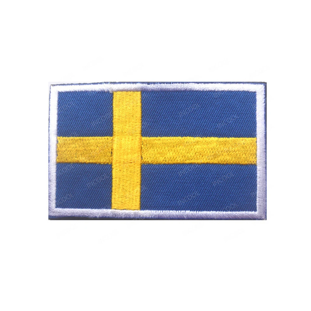 Sweden Flag IR Infrared Reflective Patches Appliqued PVC Rubber Flags Embroidered Patch For Clothing Backpack