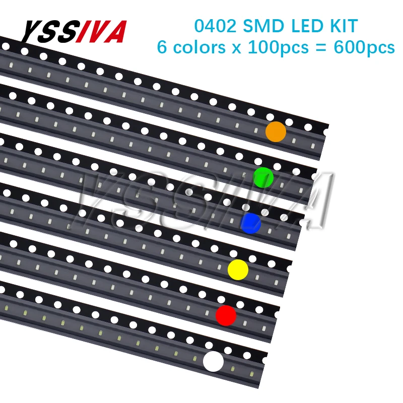 600pcs/500pcs 5050 5730 3528 1206 0805 0603 0402 SMD LED Kit 6colorsX100pcs/5colorsX100pcs Red Green Blue White Yellow Orange