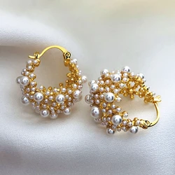 Kshmir Metal Pearl Irregular Earrings For Women Fashion Elegant Vintage Jewelry Wedding Accessory Gifts New 2024