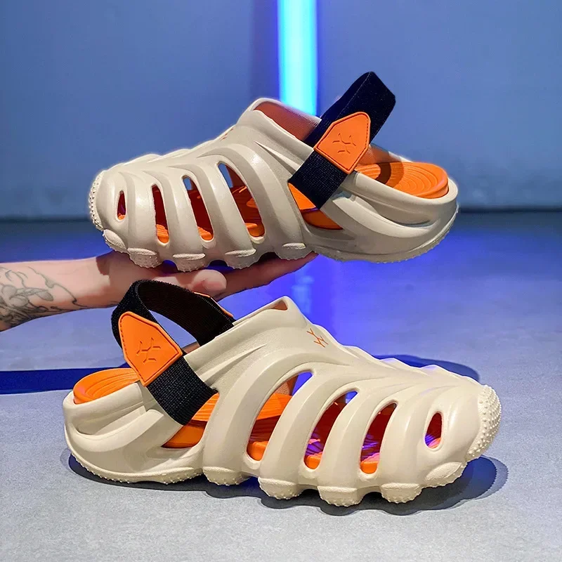 

Летние мужские тапочки, двухслойные уличные сандалии из ЭВА большого размера Baotou, новые мягкие дышащие нескользящие легкие сандалии