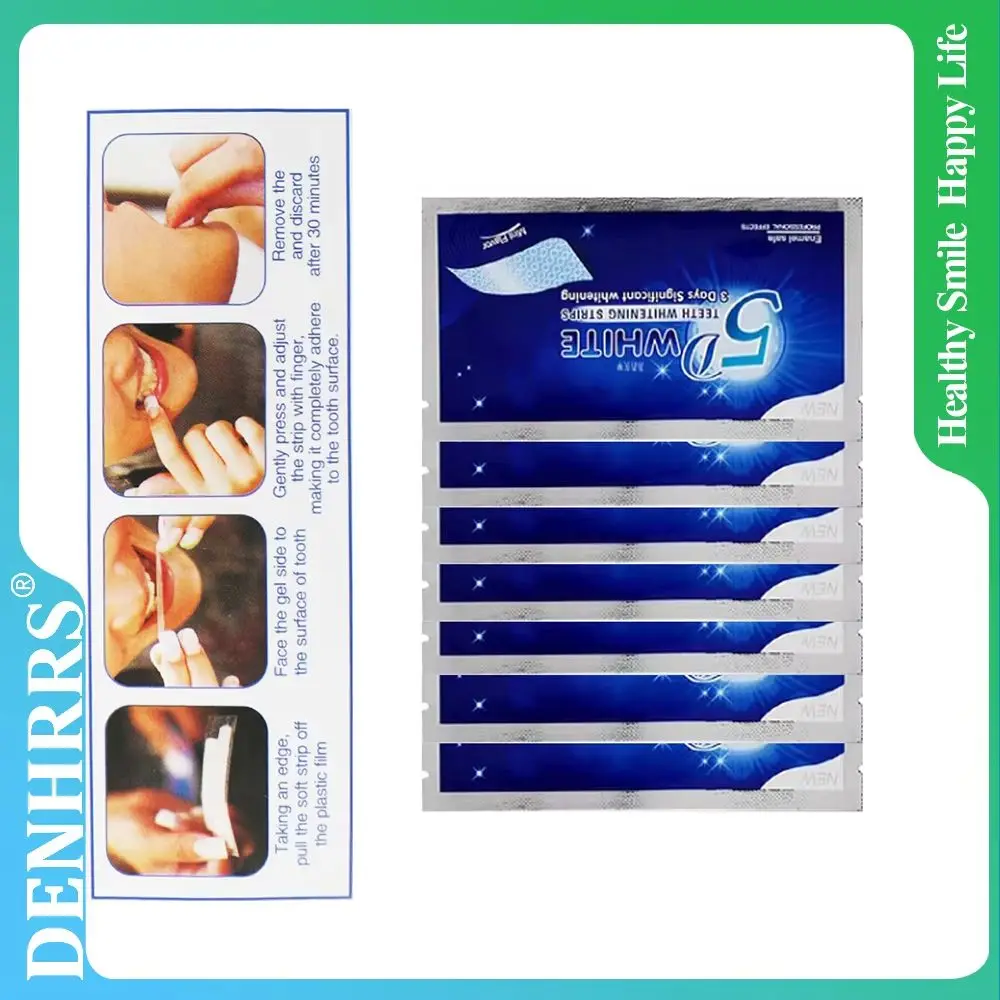 

7Pairs/Box 14Pcs Upgraded 5D Teeth Whitening Strips Oral Dental Care Bleaching White Tooth Stickers