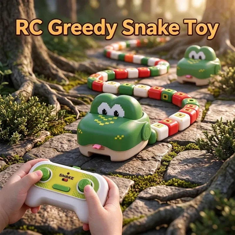 Remote Control Magnetic Pixel Greedy Snake with Music and Lights Multiplayer Electric RC Hungry Snake Battle Game Toys for Kids