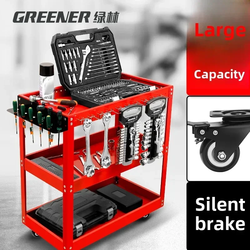 Multi-functional Hand Cart with Tool Box, Repair Shelf and Storage Cabinet for Auto Repair Workshops