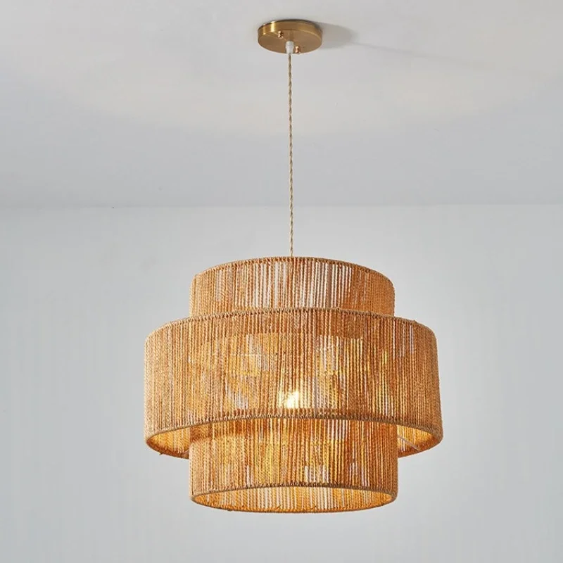 

Japanese Wabi Sabi Pendant Lights Restaurant Bar Living Room Chandelier Bedroom Hand-woven Creative Simple Rattan Ceiling Lights