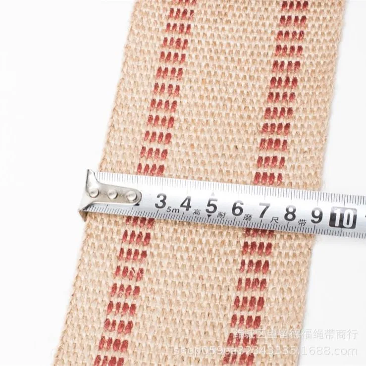 

Jute Webbing Tape Red Stripe Pattern Heavy Duty Upholstery Chair Repair Strap Furniture Webbing Indoor Outdoor Craft Rope Ribbon