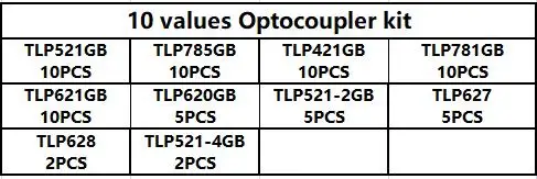 69PCS/Set Optocoupler Kit TLP421 TLP521 TLP521-2 TLP521-4 TLP621 TLP620 TLP627 TLP628 TLP781 TLP785 Electronic Component Kit