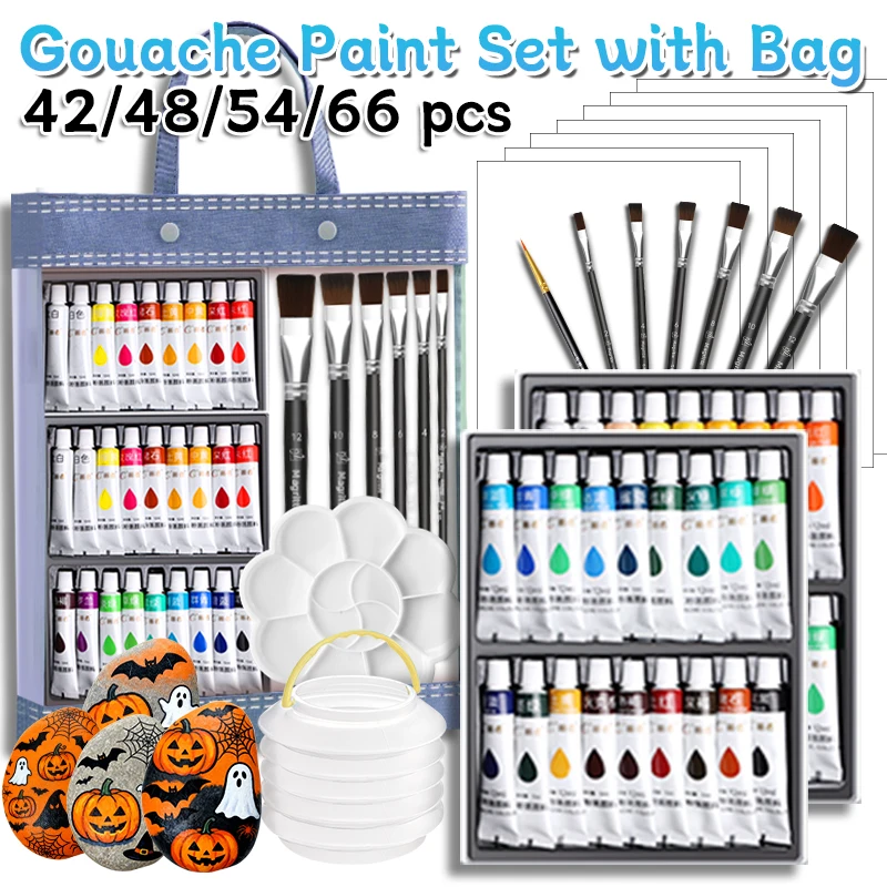 Назад в школу, 42/48/54/66 шт., набор тюбиков для гуаши, 12 мл/0,4 унции, подходит для холста, взрослых, художников на Хэллоуин