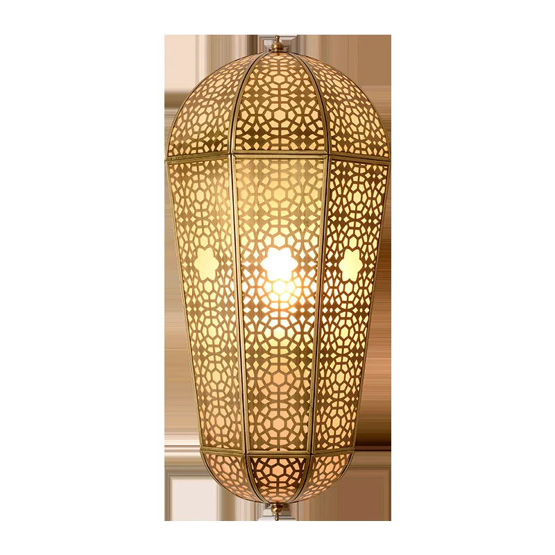

American country copper art wall lamp, hollow craft living room bedroom lamp, dining room aisle