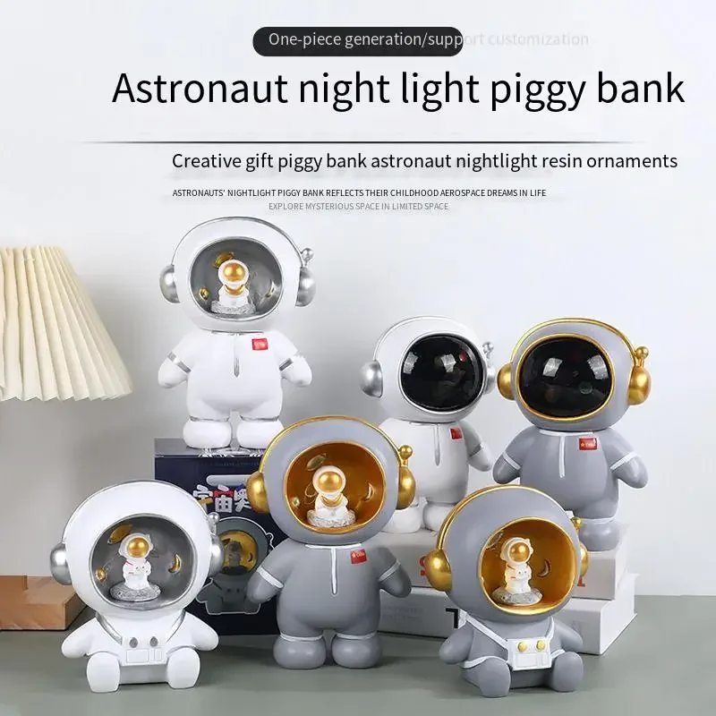 Student Chinese Valentine's Day Gift Astronaut Coin Bank Spaceman Star Light Gift for Friends Birthday Small Gift Savings Bank