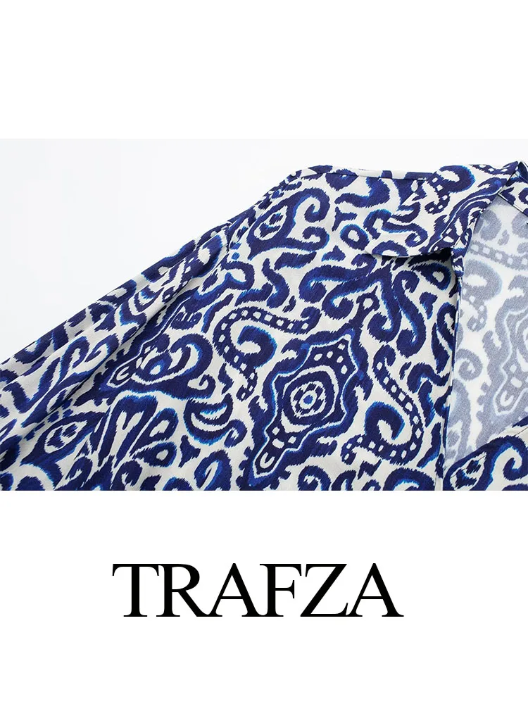 TRAFZA-2-Piece Conjunto de calças largas para mulheres, roupas elegantes e casuais, chiques e finas, moda feminina, verão