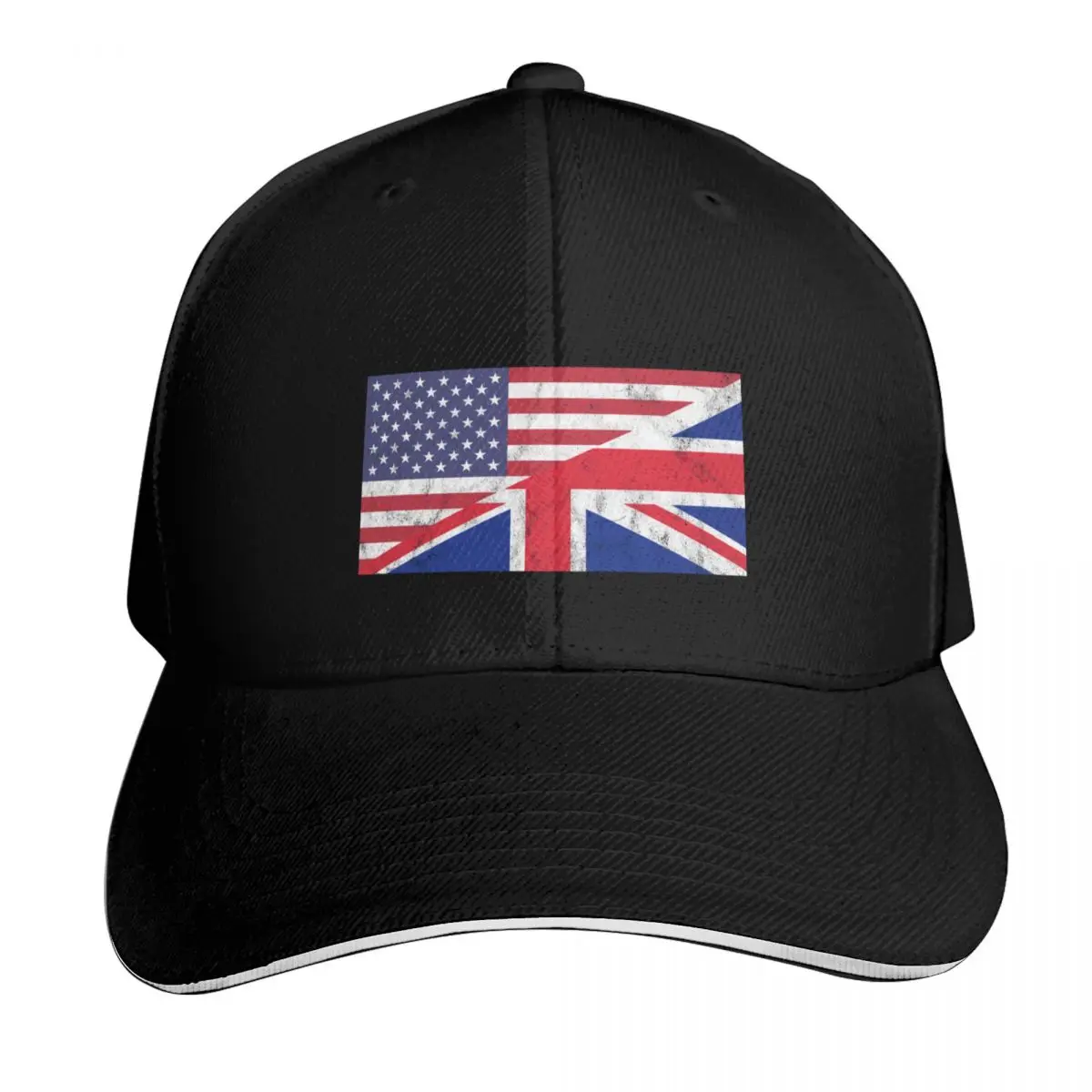 USA and UK Flag Mixed United Allies Friends Baseball Cap Vintage Retro Embroidered Lightweight Packable Gift for Him Her