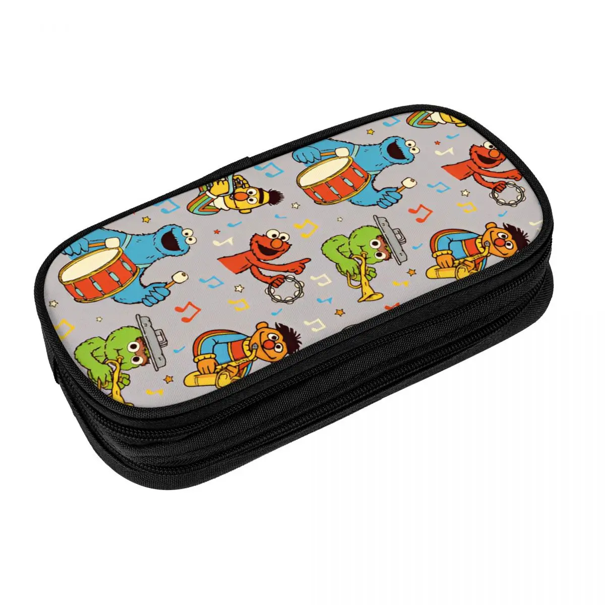 Sesames Streets Band Grey Cartoon Pencil Case Cookies Monsters Pencilcases Pen Kids Big Capacity Bag Office Gift Stationery