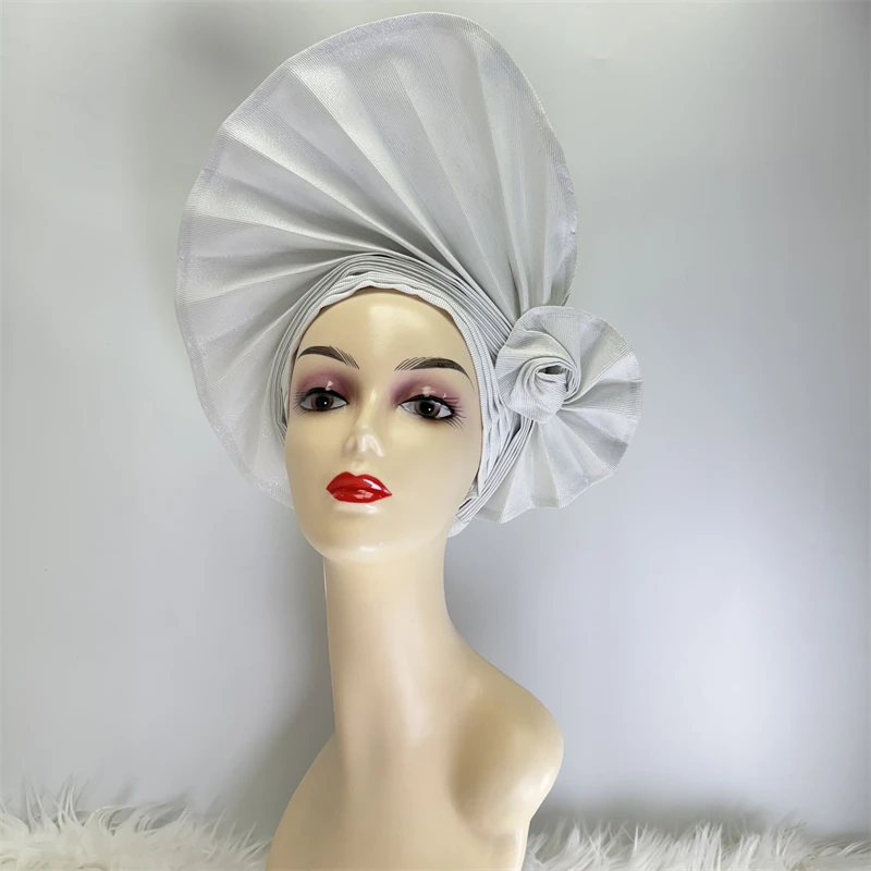 

Новинка 2026: Африканский головной убор Aso Oke Gele (Asoebi) с металлическим декором, тюрбан высшего качества, 1 шт./упаковка