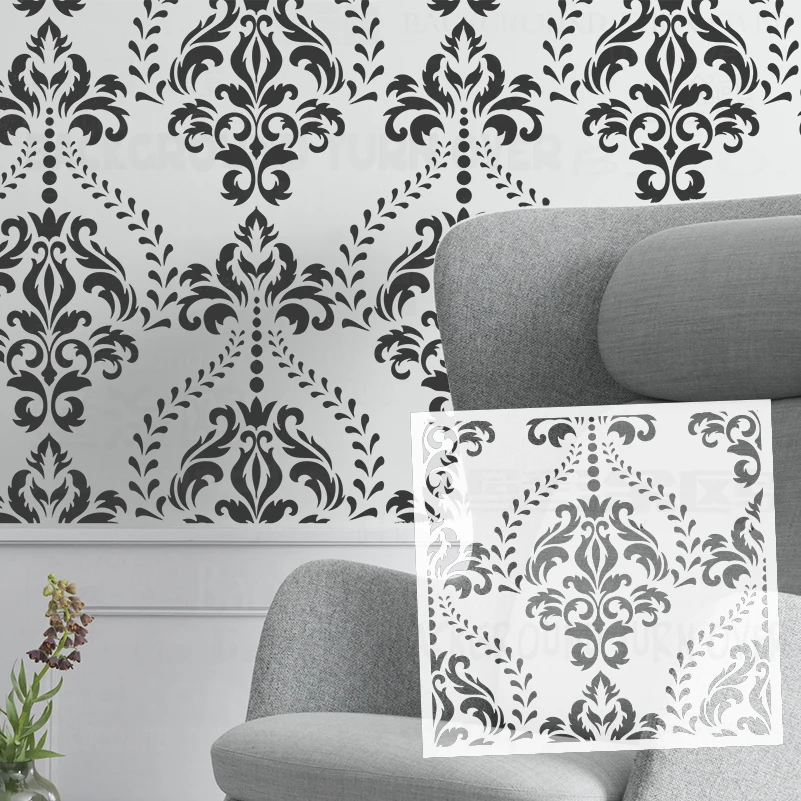 30cm - 70cm Stencil Wall For Painting Decor Plaster Decorative Decors Template Rococo Baroque Retro Luxury Vintage S004