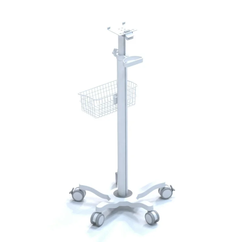 High Quality Metal Medical Patient Monitor Cart Hospital Mobile Trolley Adjustable Ventilator Ultrasound Endoscope ECG