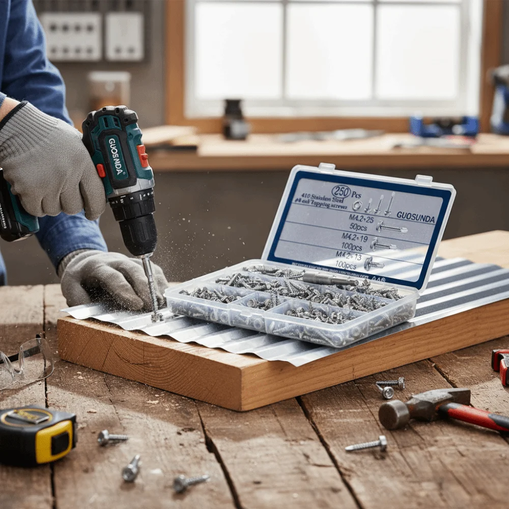 

Саморезы с большой круглой головкой M4.2, нержавеющая сталь 410, самонарезающие, с полной резьбой и подушкой