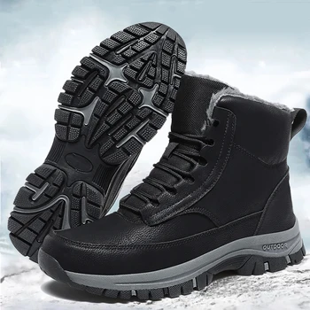 Brand men winter snow boots waterproof PU leather sneakers high quality men's boots outdoor men's ankle boots work shoes big size