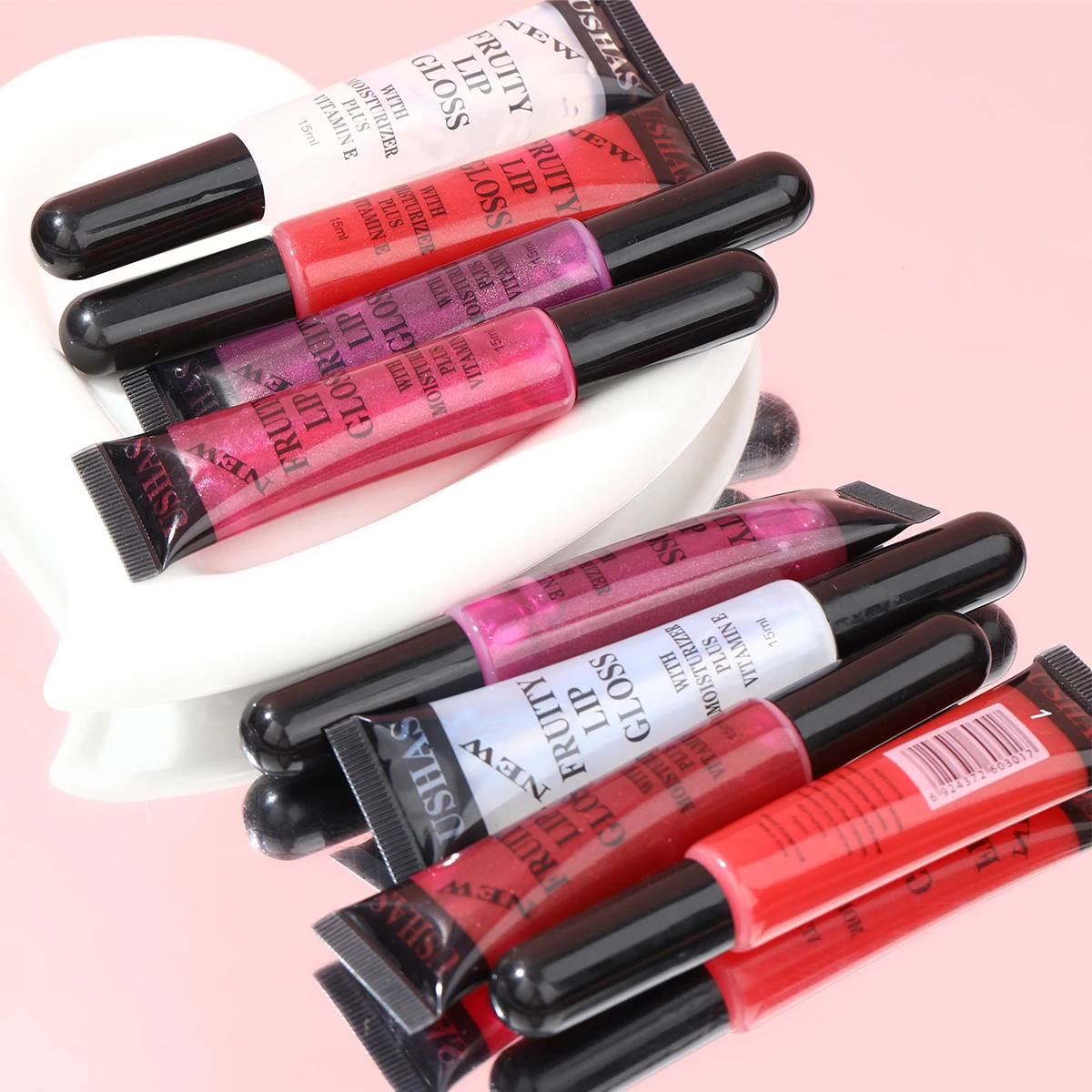 USHAS Liquid lip gloss with applicator, moisturizing, mirror gloss, hydrated lips, suitable for all skin types