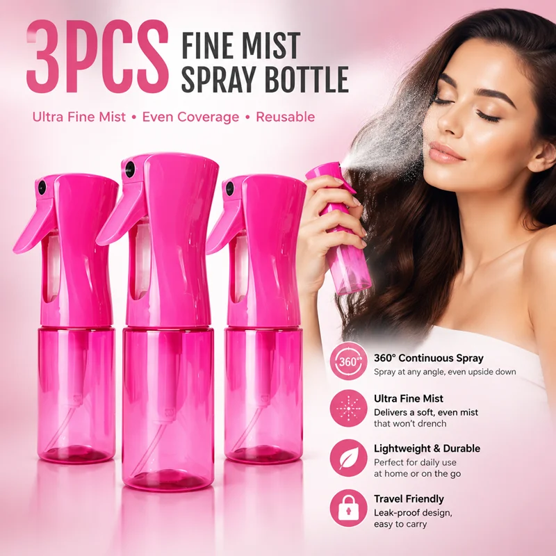 1/3pcsPortable Travel Spray Bottle 200ML High Pressure Continuous Mist Bottle Reusable Hair Beauty Plant Watering Supplies