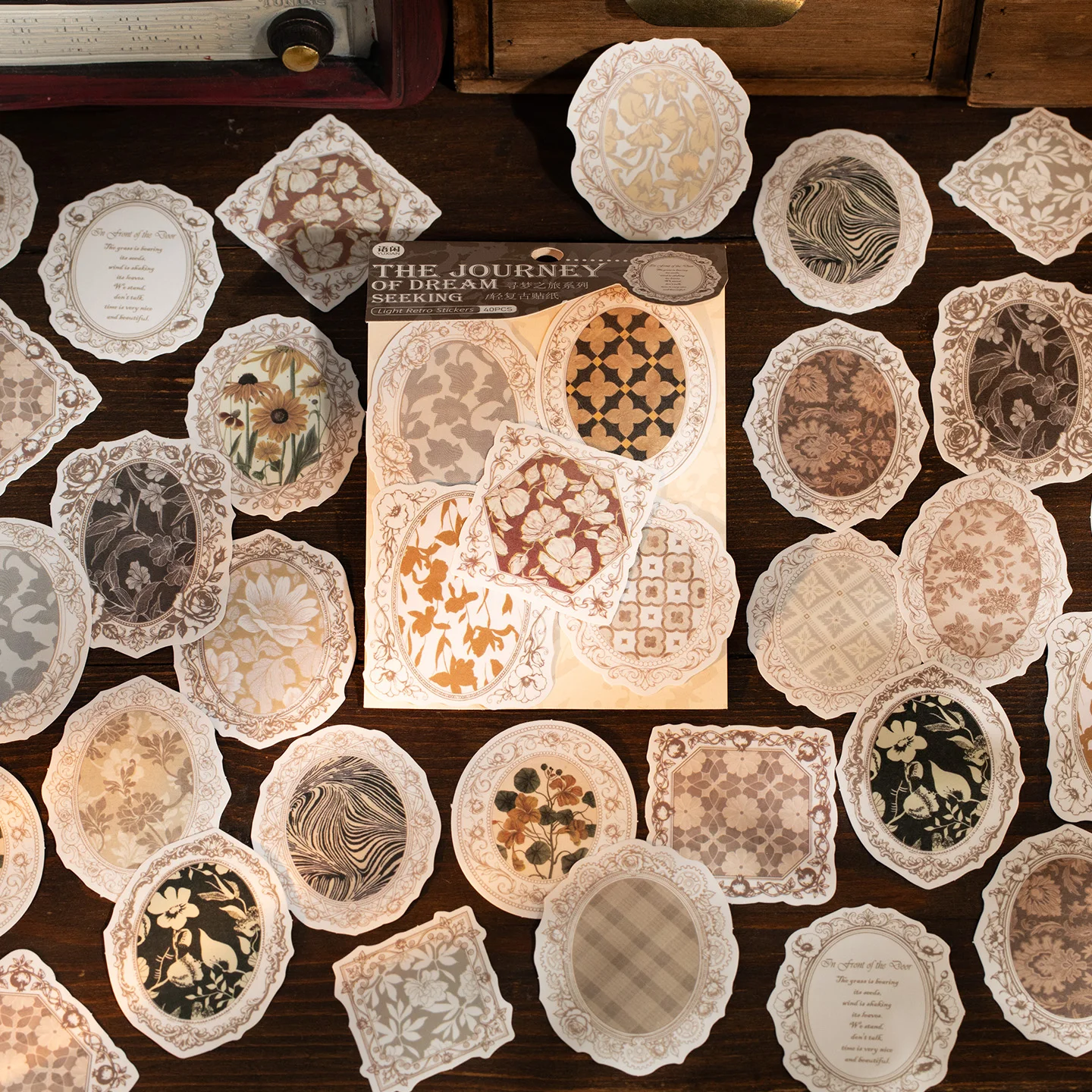 

40pcs Dream Quest Series Creative Retro Label Stickers DIY Handmade Scrapbooking Material Creative Journal Aesthetic Supplies