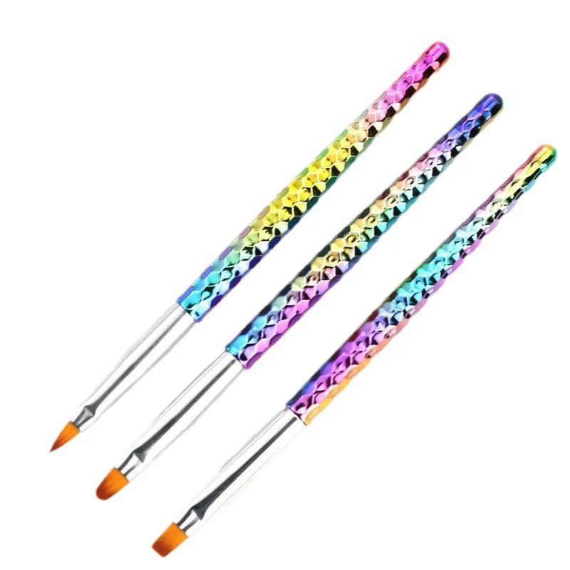 Stylos de peinture en plastique pour la conception des ongles, pinceau fin, doux, nickel é, gel, dessin, bricolage, ensemble de 3 pièces