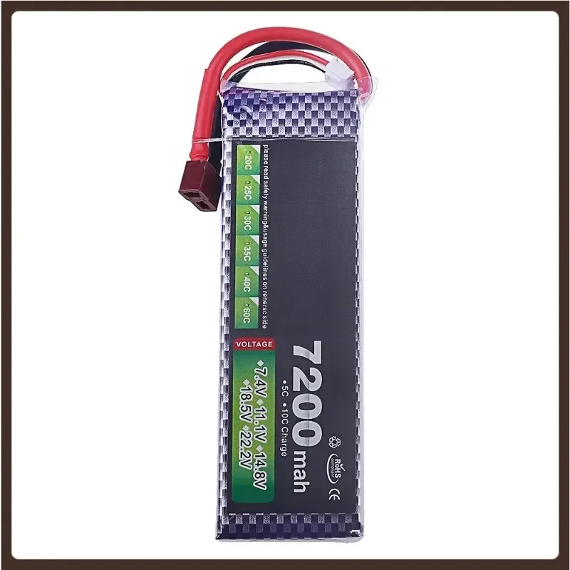 7.4V 7200mAh 30C High-capacity Lithium Polymer Battery for Remote Control Cars and Model Airplanes