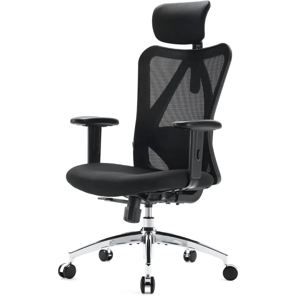 

Ergonomic Office Chair for People Adjustable Headrest with 2D Armrest Lumbar Support and PU Wheels Swivel Tilt Function