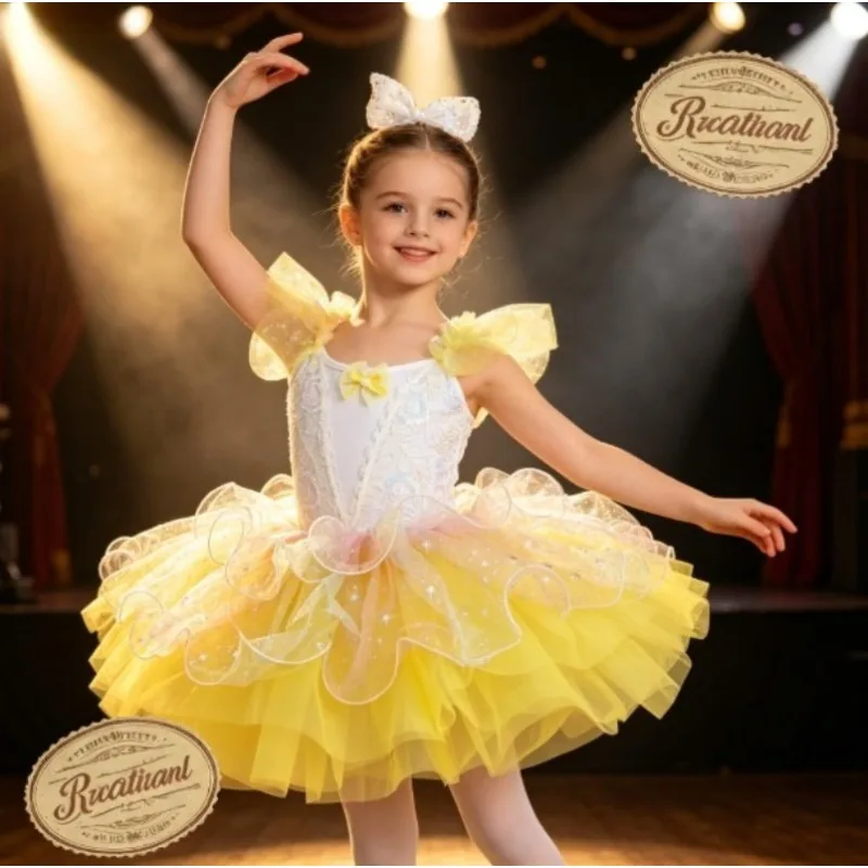 Girls Sequins Tulle Tutu Dress Kids Fluffy Puffy Skirt Ballet Dance Costume Cute Princess Outfit Stage Party Performance Wear - view 4