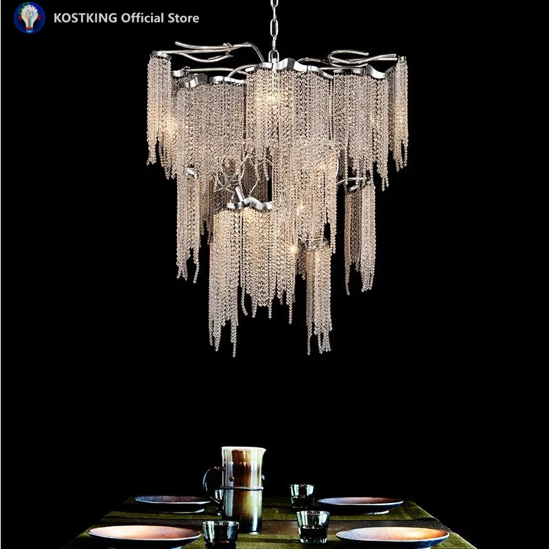 

luxury chandelier tassel crystal villa living room decorative lighting restaurant designer lamp