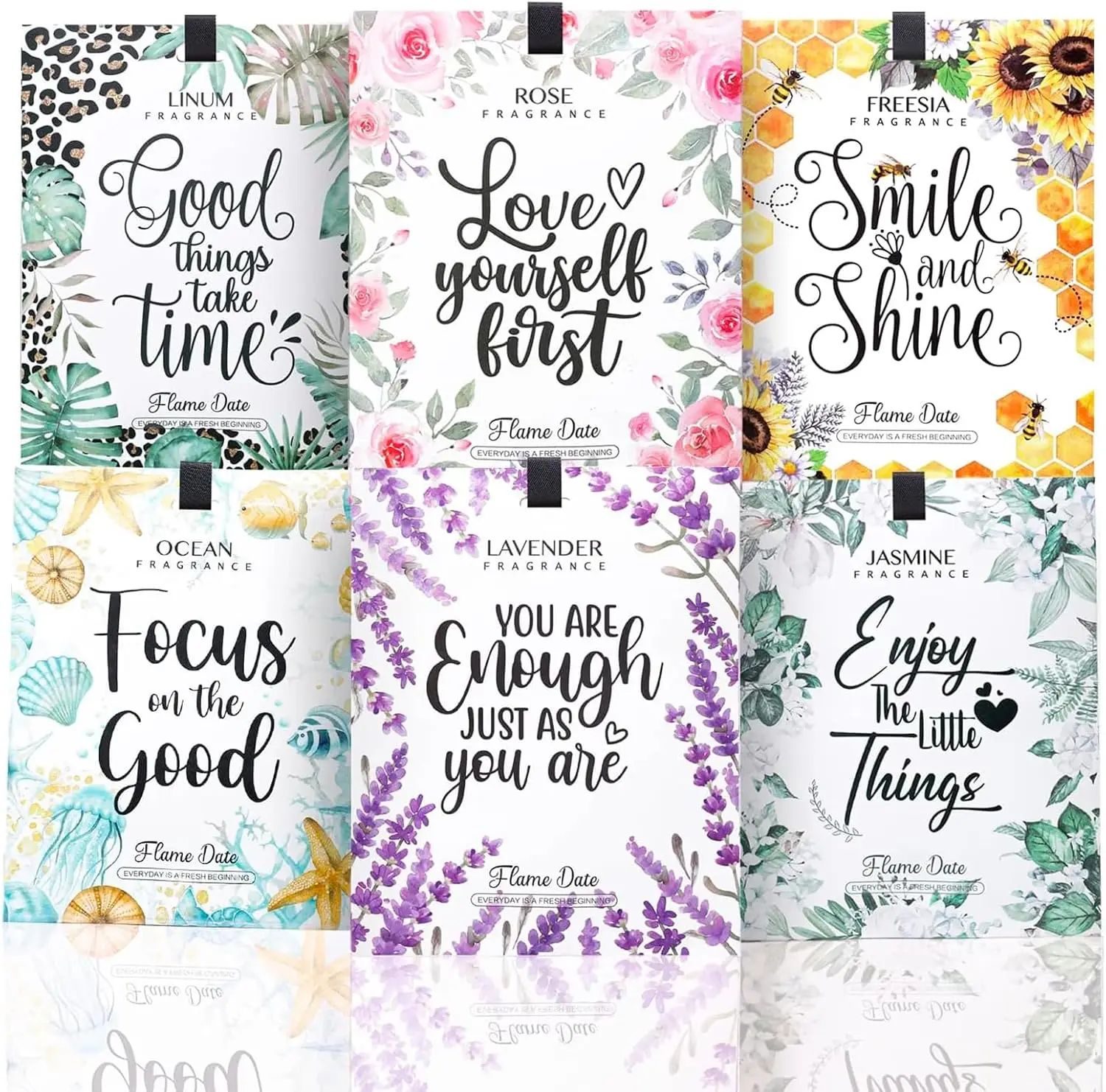 

6 Pack Inspirational Scented Sachets - Valentines Day Girlfriend Gifts for Her Wife | Natural Moth Repellent for Closets, Air Fr