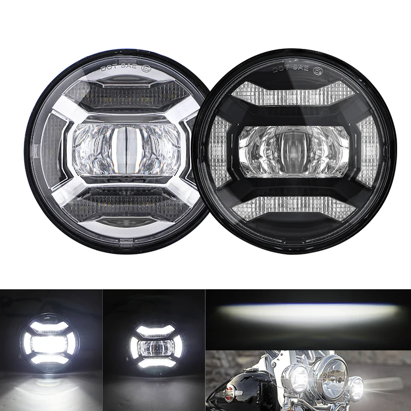 

For Harley Motorcycle Accessories 4.5 inch Led Fog Light DRL Foglight Angel Eyes Round Waterproof 4 1/2 Auxiliary Passing Lamp