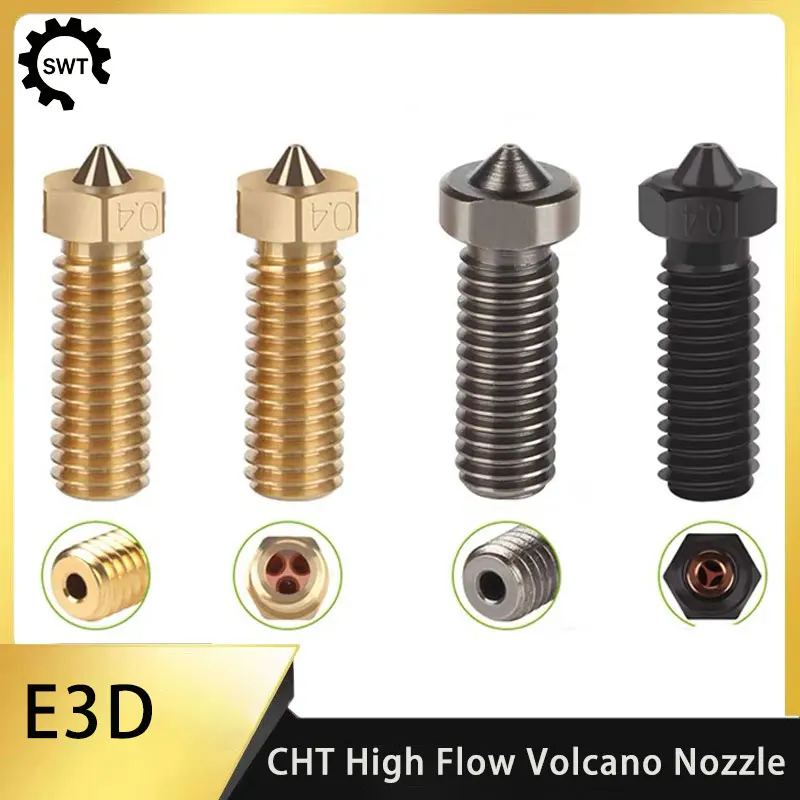 CHT High Flow Extended Volcano Nozzle E3D Hotend Print Head Brass Hardened Steel Wear Resistant High Hardness For 1.75mm Filamen