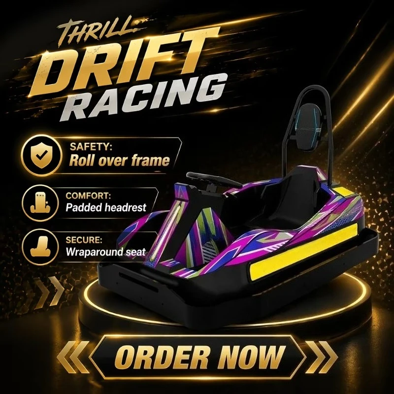 New Arravial Drift Go-Kart 500W 36V Electric Racing Karting for Adult Kids Lithium Battery CE Certified Amusement Park Ride