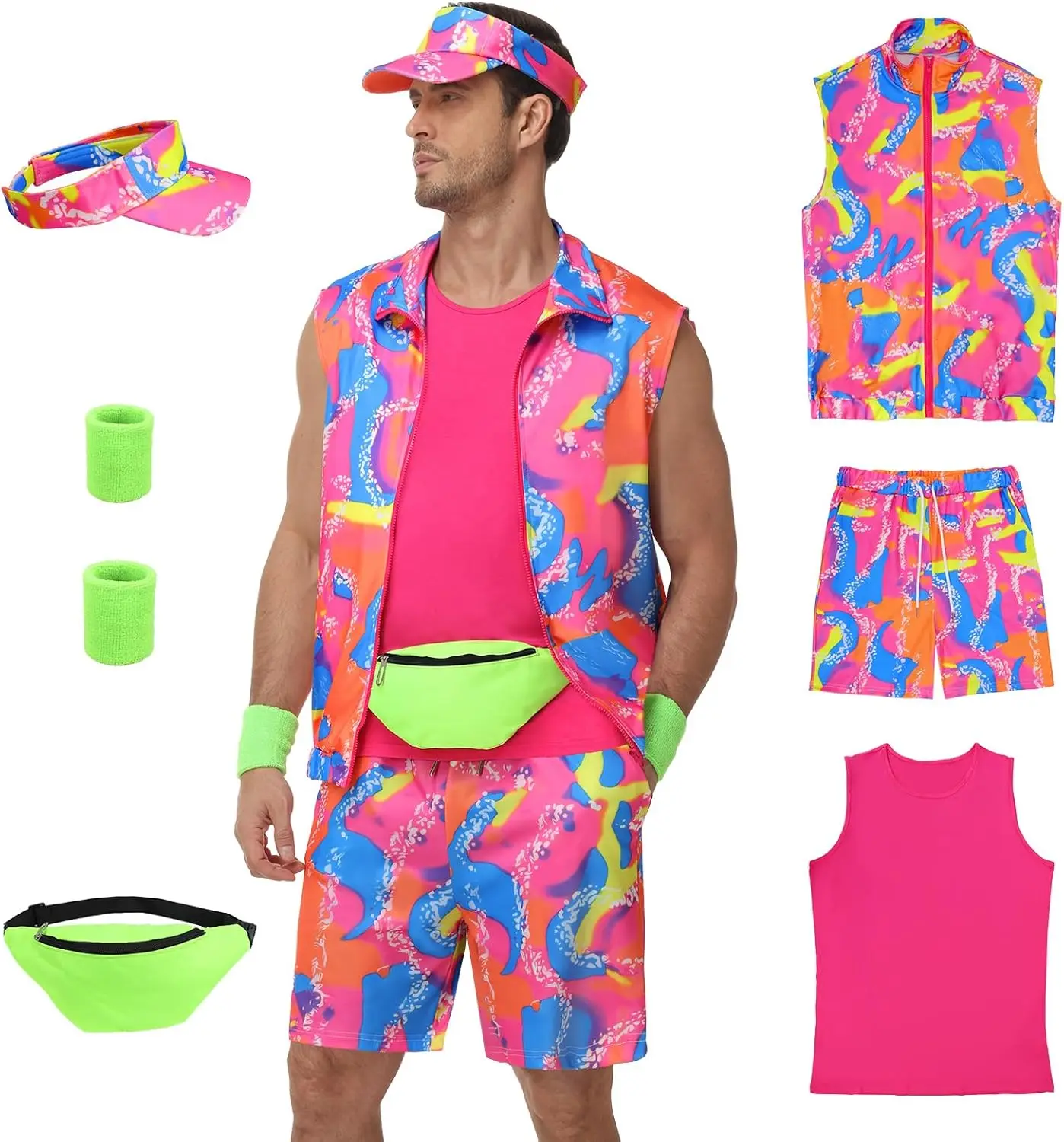 

80s Outfit for Men - 90s Workout Costume Set for Adults, Perfect for Halloween, Theme Parties, Cosplay & Couples Dress-Up