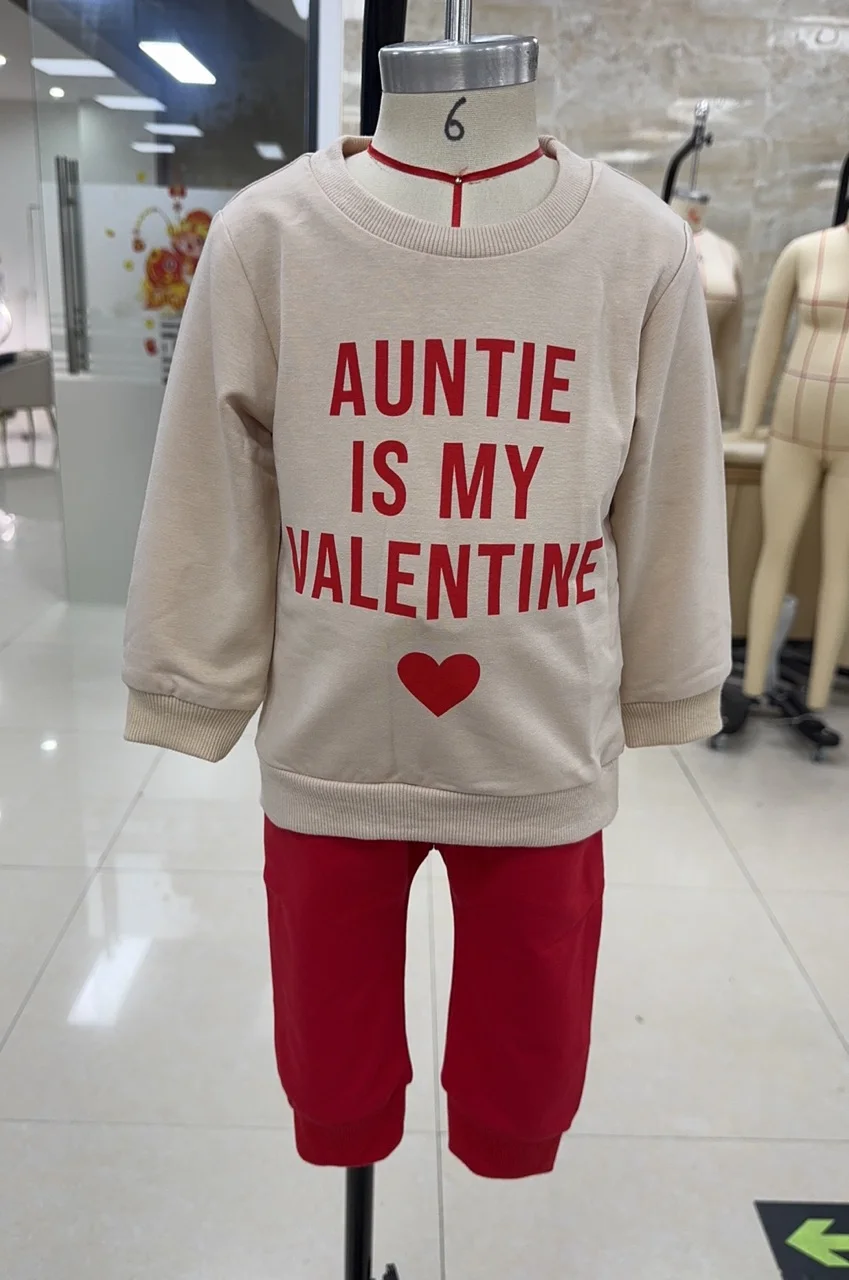 

Toddler Clothes Girl Boy Valentine's Day 2 pcs Outfits Letter Print Long Sleeve Crew Neck Tops Pants Clothing Set