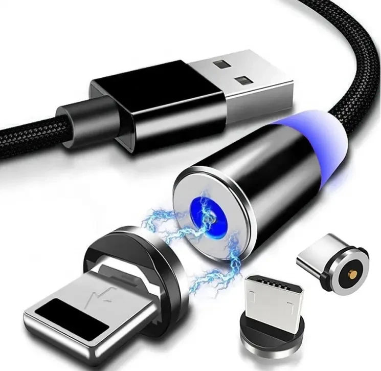 

Магнитный кабель 1 м для быстрой зарядки с USB C на Micro Magnetic Data Cord для iPhone Samsung, Магнитный зарядный провод, USB A адаптер