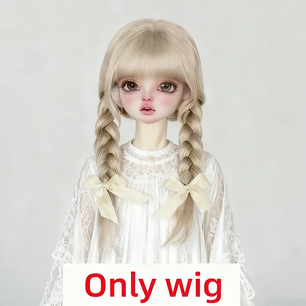 BJD SD wig 1/4 doll Soft mohair bangs twist long braids shawl hair wig 40cm BJD doll accessories short hair 7-8 inches